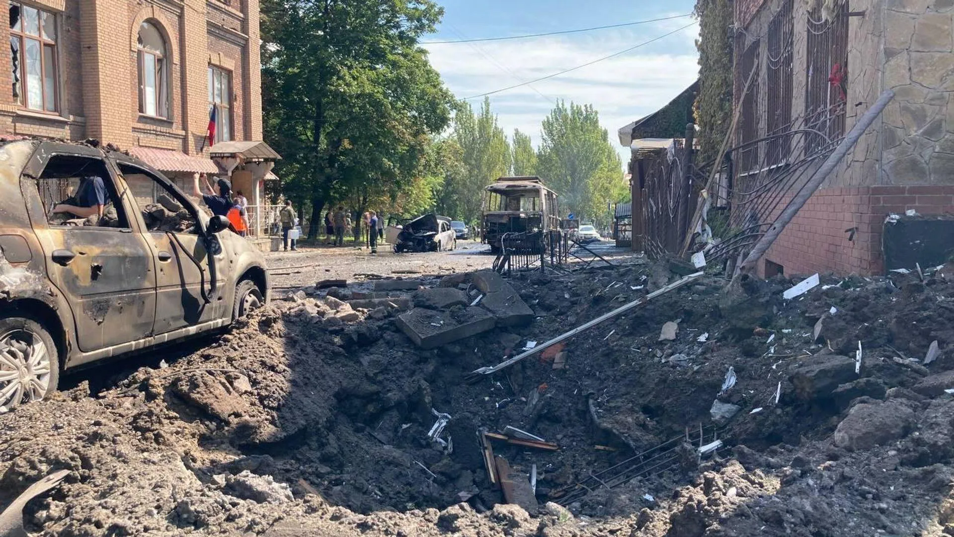 Последствия обстрела Донецка