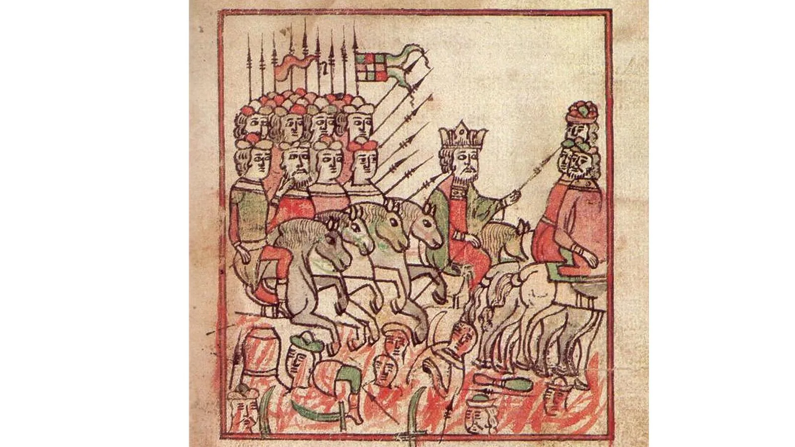 Владимир Храбрый выезжает из дубравы — миниатюра из «Сказания о Мамаевом побоище», XVII век