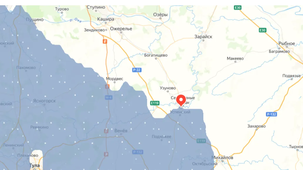 скриншот карты осадков Яндекс