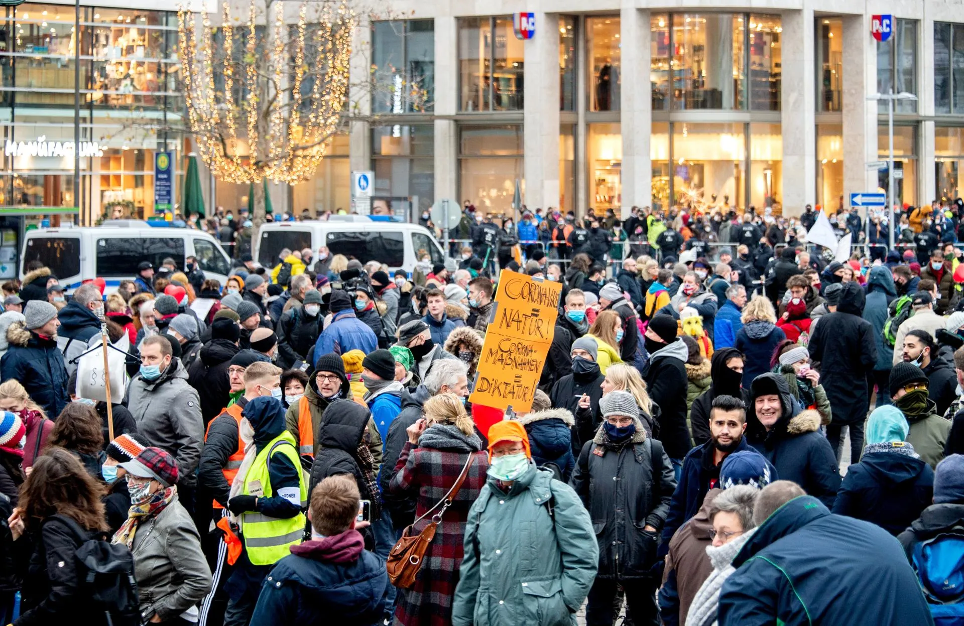 Протесты в Германии из-за ограничений в период пандемии коронавируса, 2020 год. Фото: Hauke-Christian Dittrich/Global Look Press