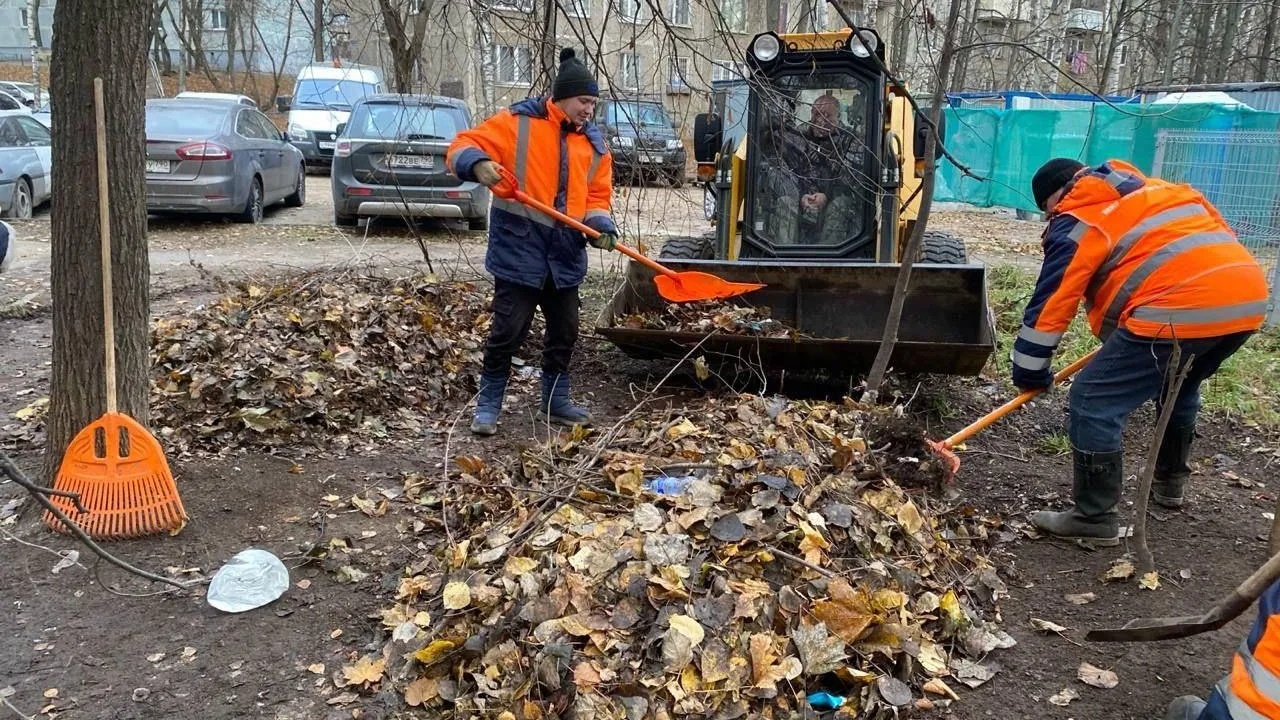 В Пушкино продолжается активная уборка улиц от опавшей листвы