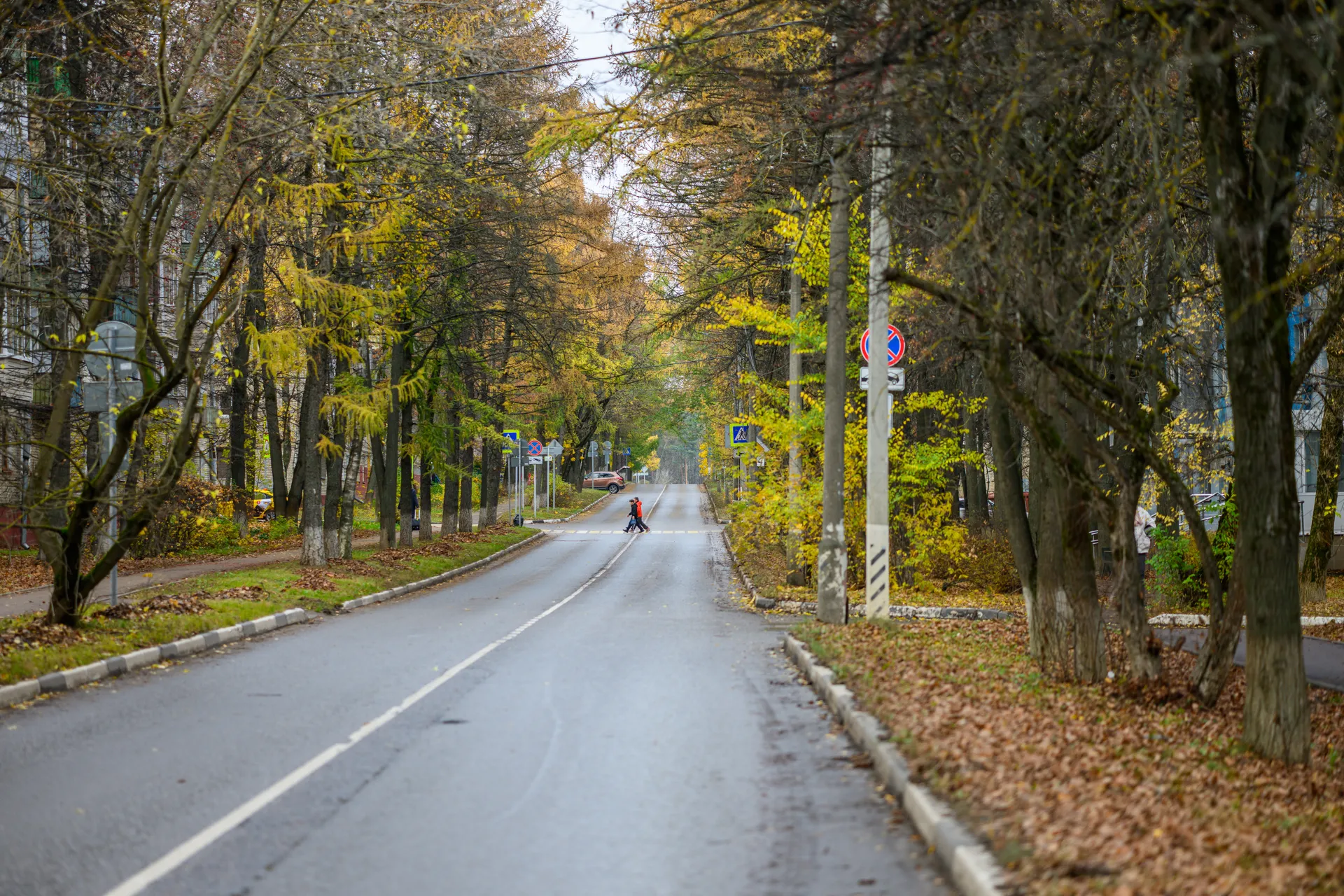 Автодорога в микрорайоне Авиационный Домодедово осенью