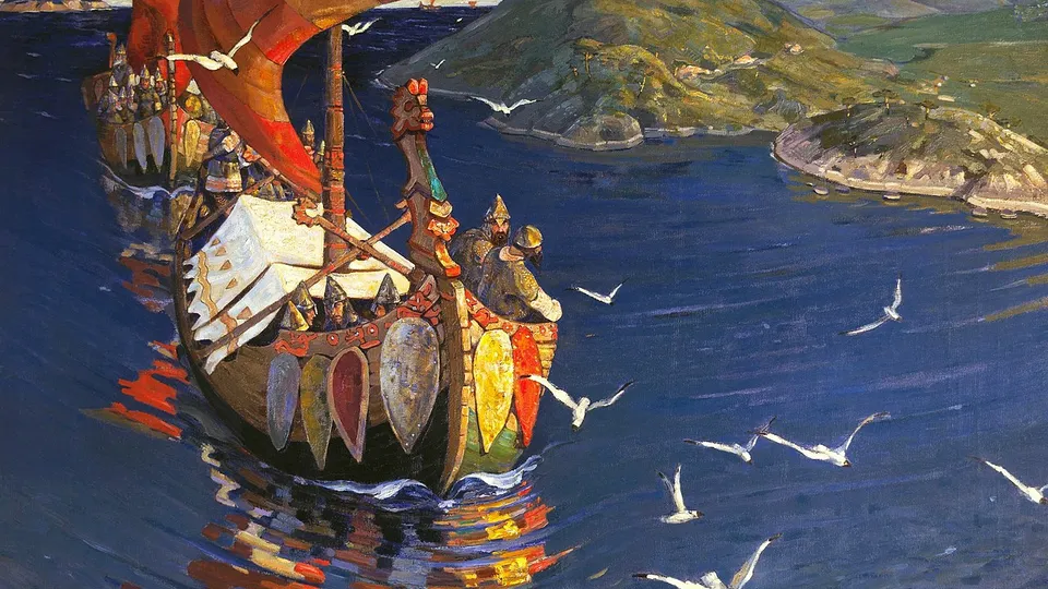 Фото: Николай Рерих. Картина «Заморские гости». 1901 год