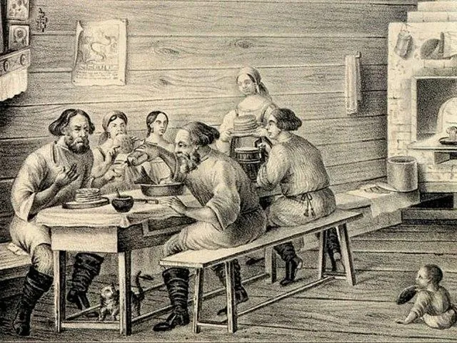 Масленица, литография А. Руднева