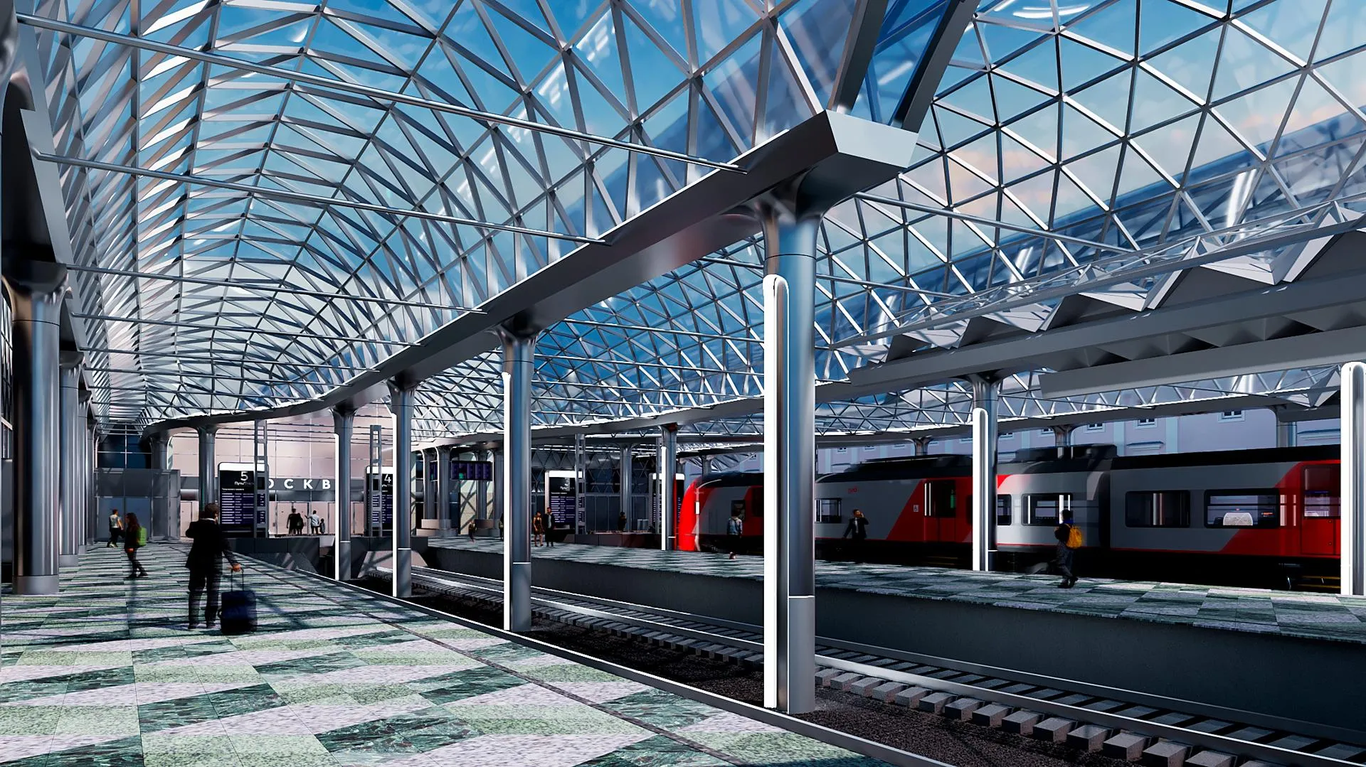 Визуализация распределительной площадки Ленинградского вокзала. Рендеры предоставлены АО «Мосинжпроект»