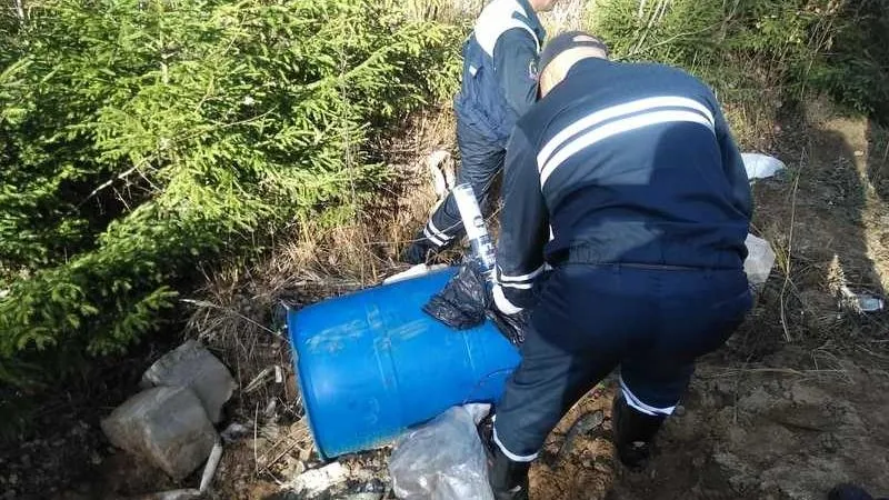 Бочки с подозрительным веществом выкинули в Пушкинском районе