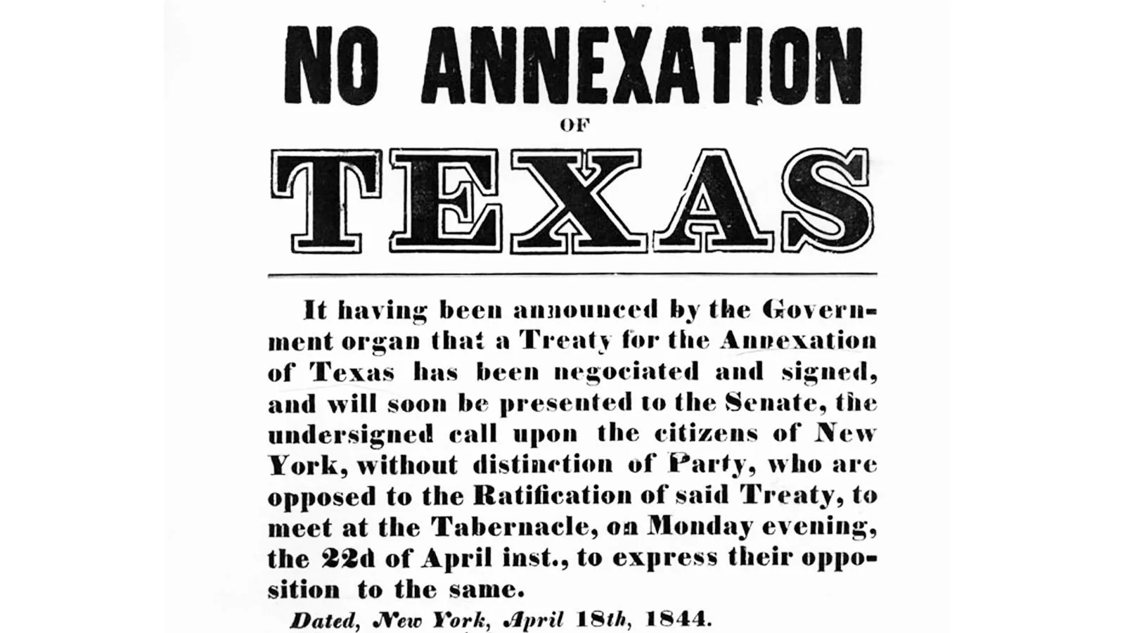 Листовка против аннексии Техаса