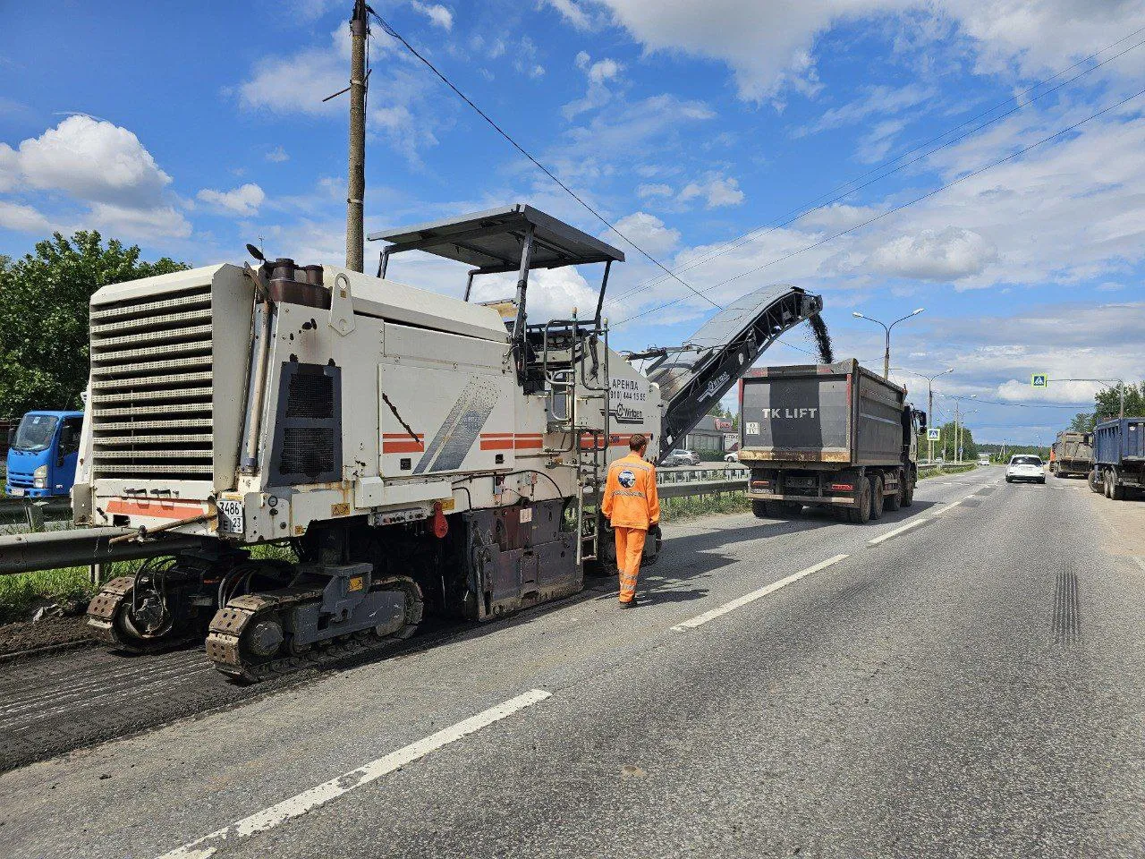 Ремонтные работы на части региональной трассы в наукограде летом 2025 года. Фото: пресс-служба главы г. о. Черноголовка&nbsp;