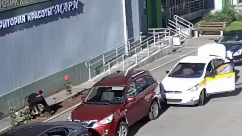 Недобросовестный таксист оборвал цветочную клумбу в Лобне