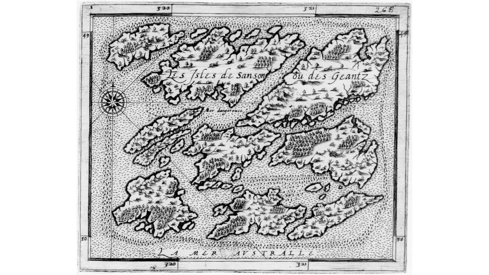 Первая карта Мальвинских островов, 1520 год