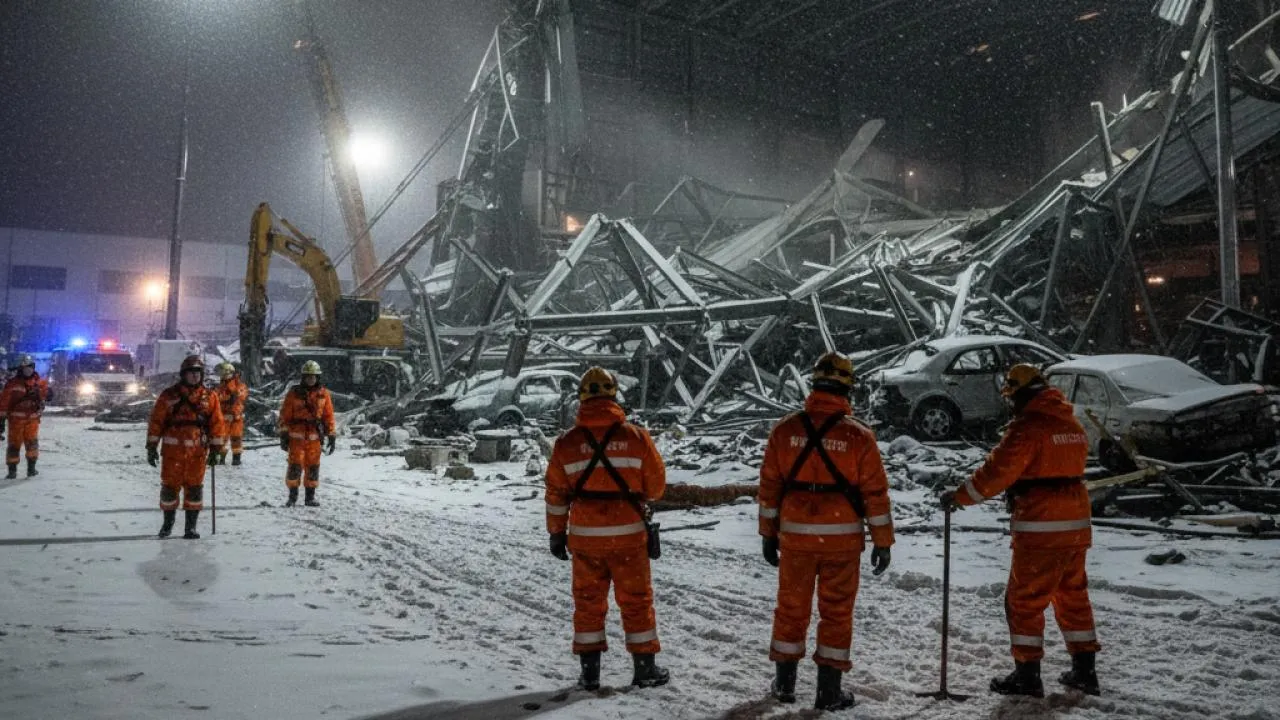 Кровля не выдержала: на заводе «Моторинвест» произошло массовое обрушение, спасатели пробиваются к выжившим