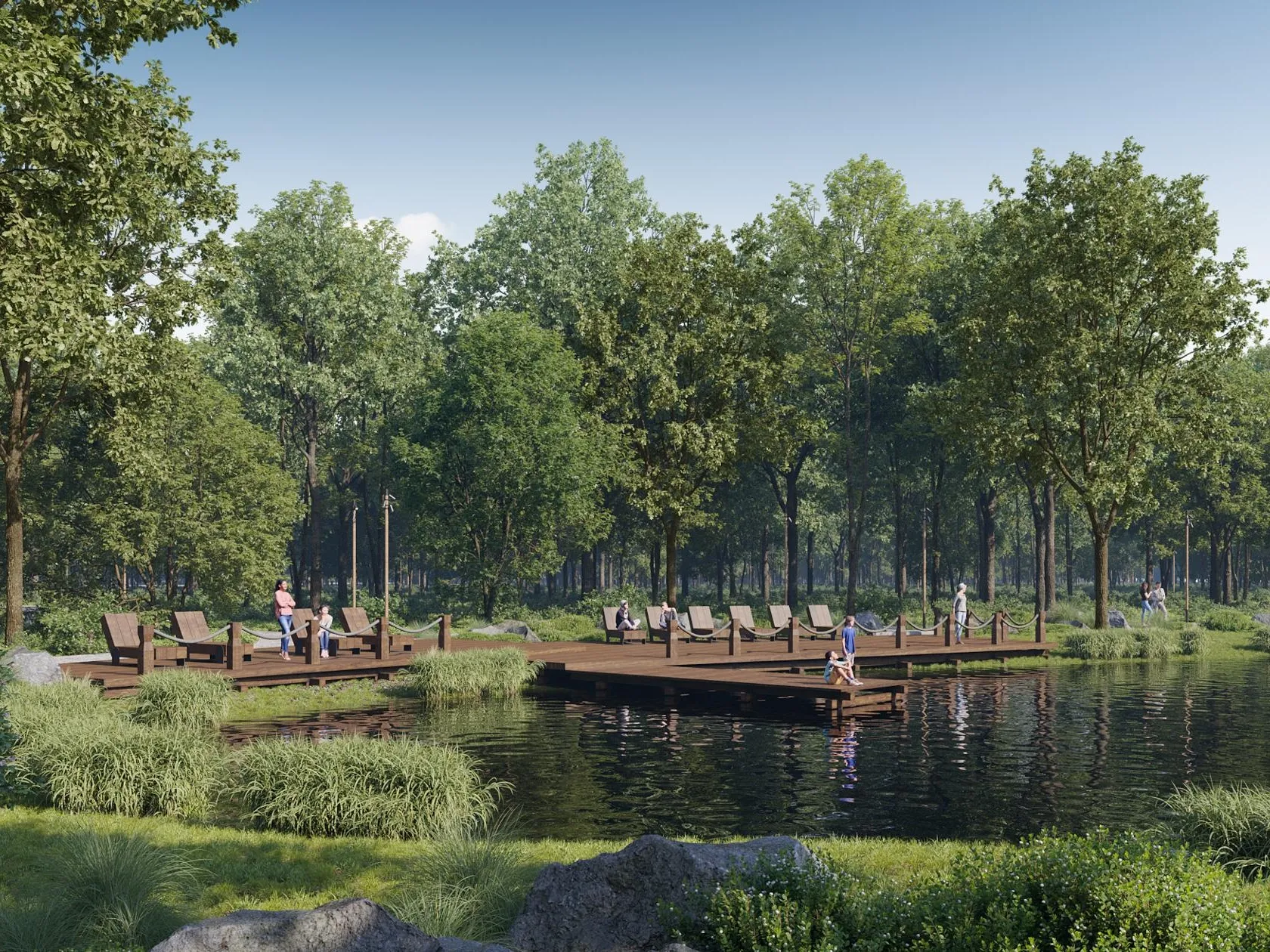 У пруда обустроят зону отдыха.&nbsp;Фото: проектное решение
