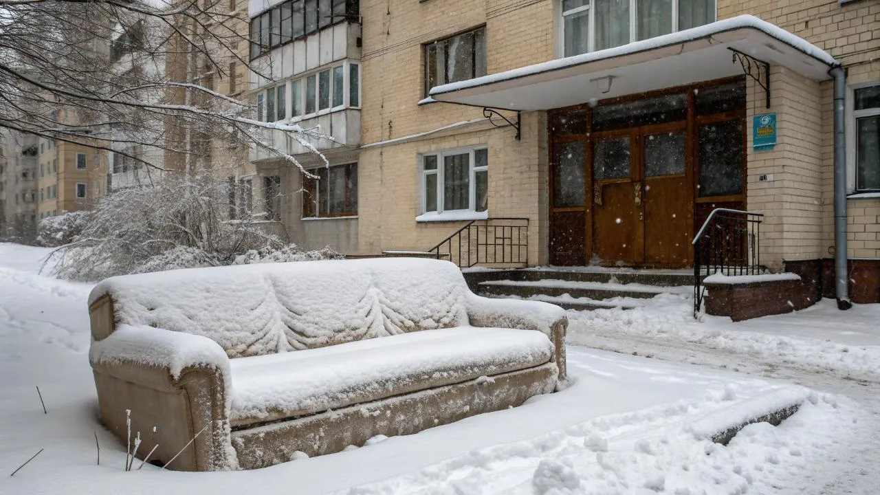 «Мягкая парковка»: диван у подъезда в Одинцове стал местным мемом