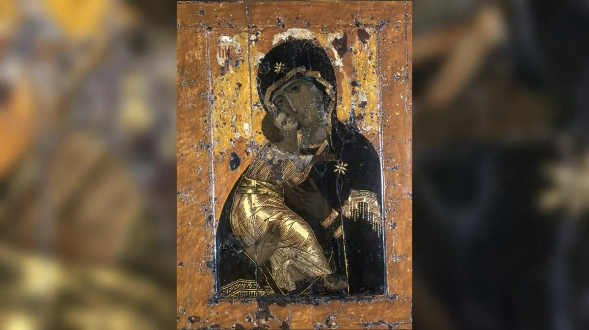 репродукция иконы «Богоматерь Владимирская». XII век. Государственная Третьяковская галерея