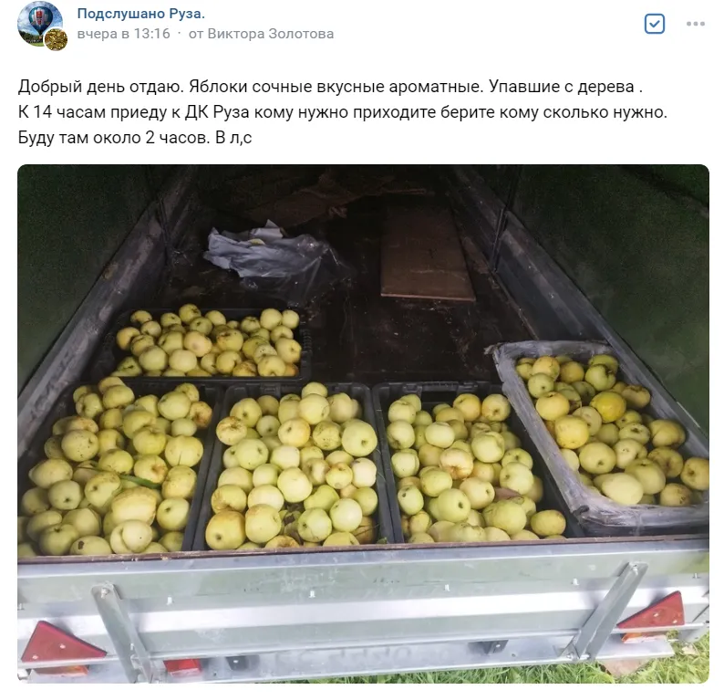 Фото: объявление в группе жителей соседней Рузы / Подслушано Руза.