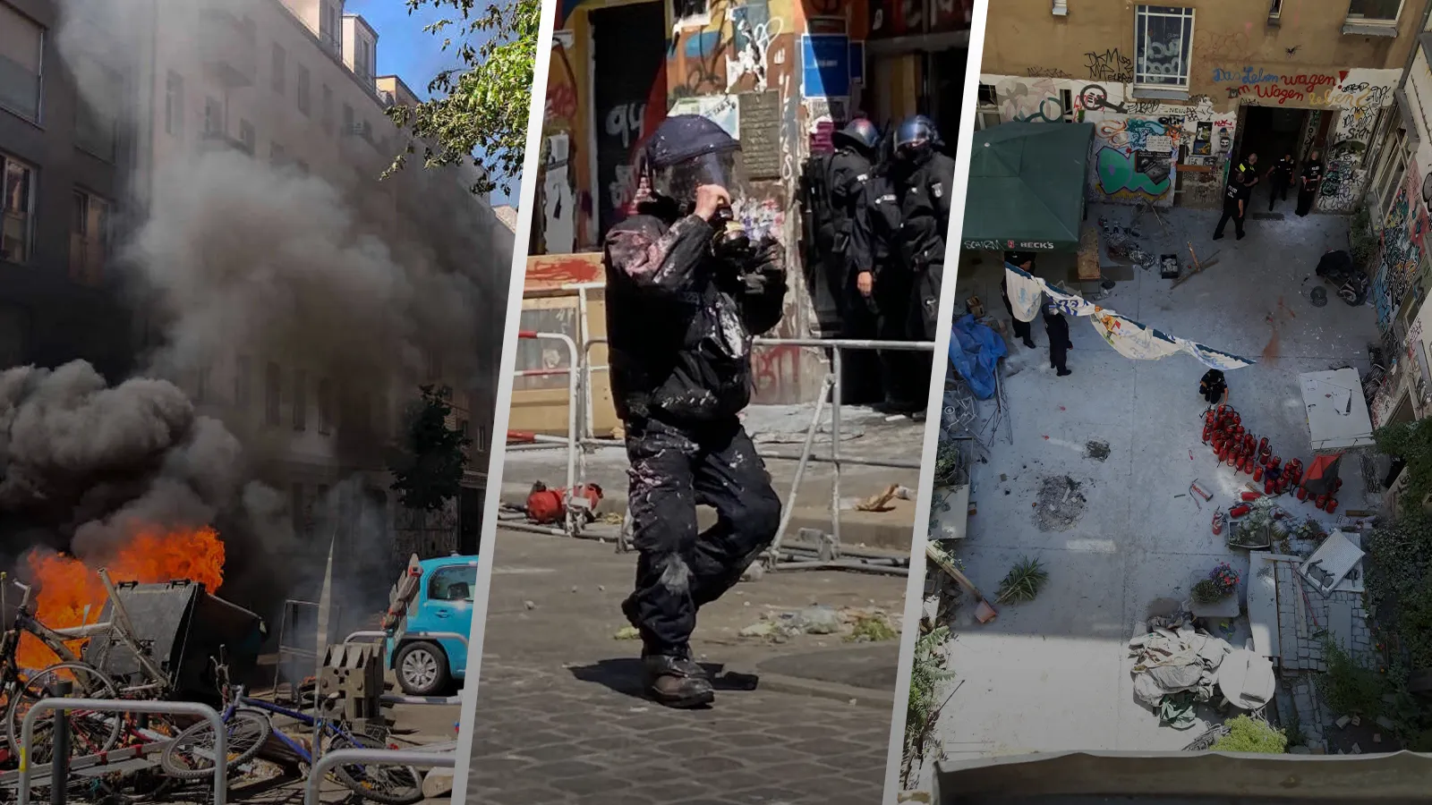 Вид разгромленной улицы в Берлине