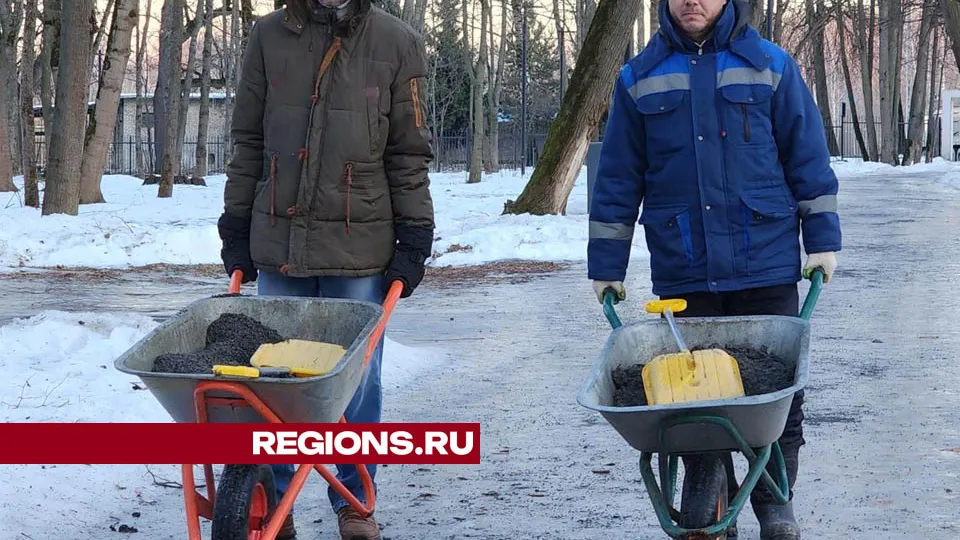 В Свердловском парке тропинки обработали противогололедным составом. Фото: Валерия Тингаева