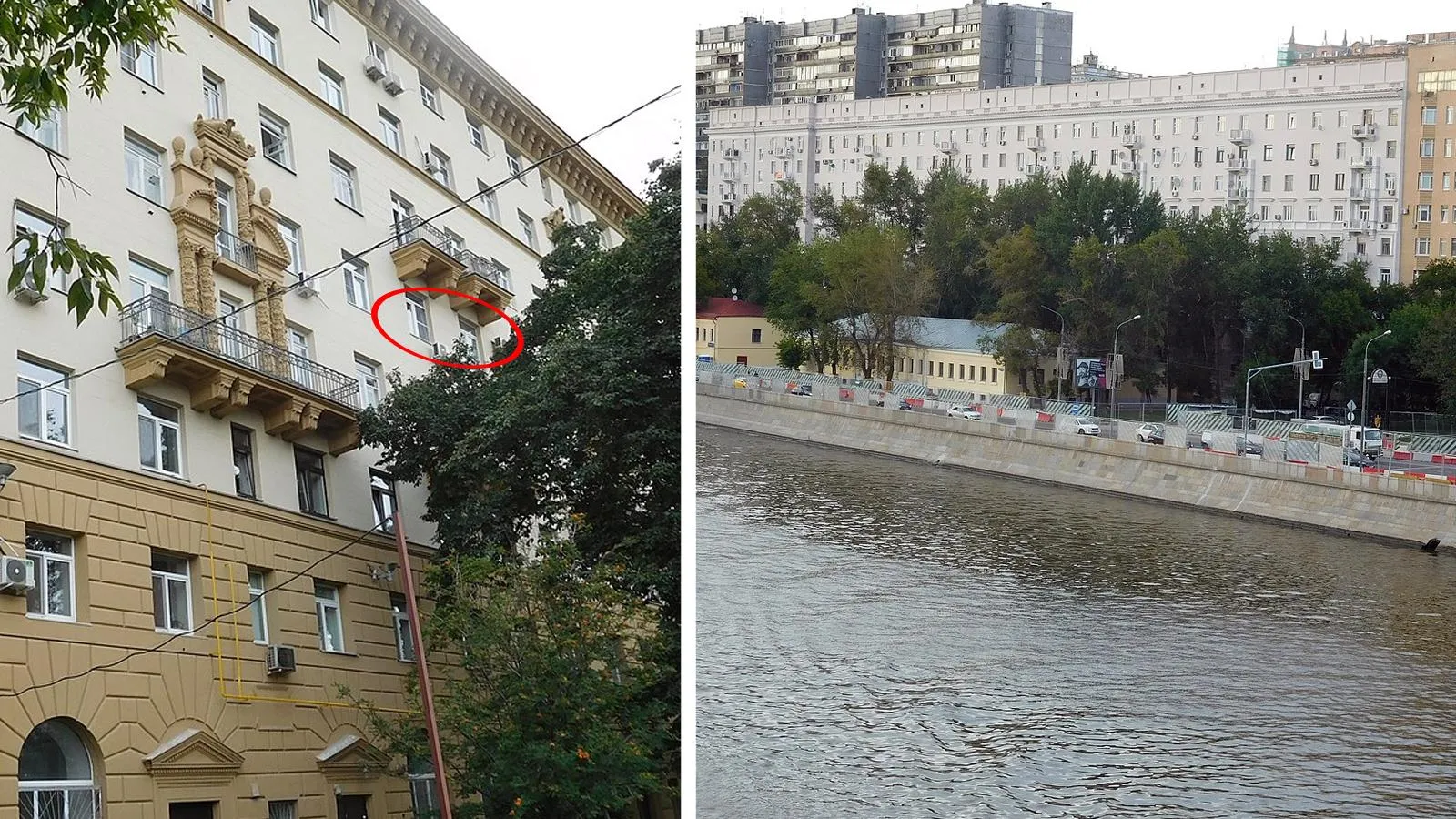 Дом, в котором жил Пеньковский, — над его окнами два балкона, с которых велось наблюдение; дом на Гончарной набережной, с чердака которого велось наблюдение за квартирой предателя и по кабелю, протянутому по дну Москвы-реки, управлялась кинокамера, закрепленная над квартирой