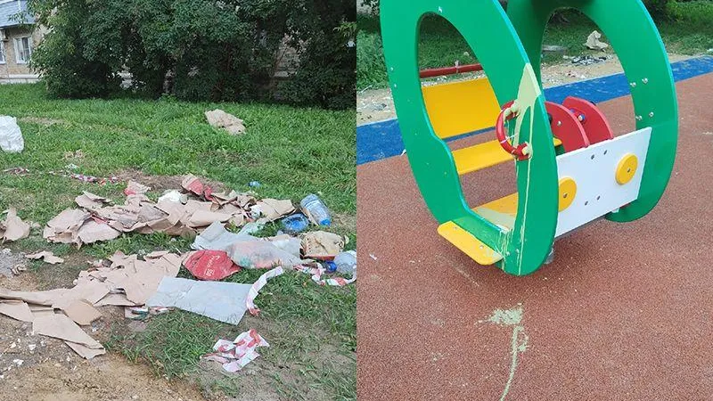 Вандалы испортили краской новую детскую площадку в Шатуре