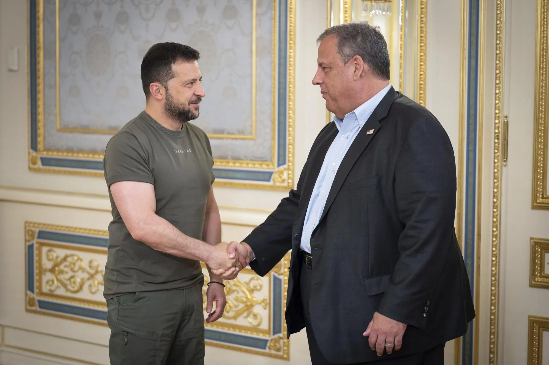 Президент Украины Владимир Зеленский и экс-губернатор штата Нью-Джерси Крис Кристи, август 2023 год