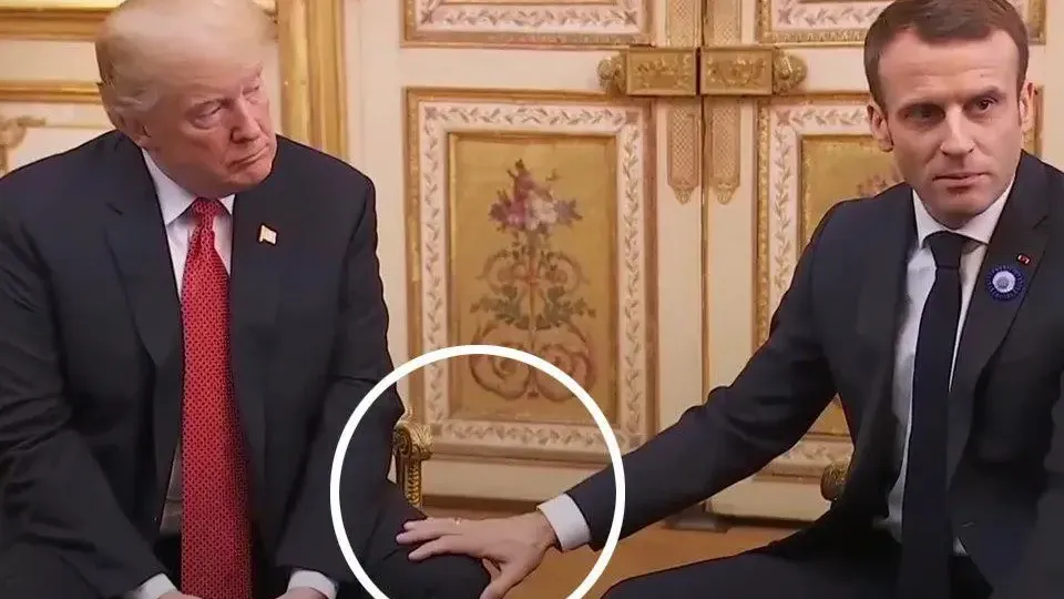 Макрон положил руку на колено Трампу на пресс-конференции, а свое ему потрогать не дал