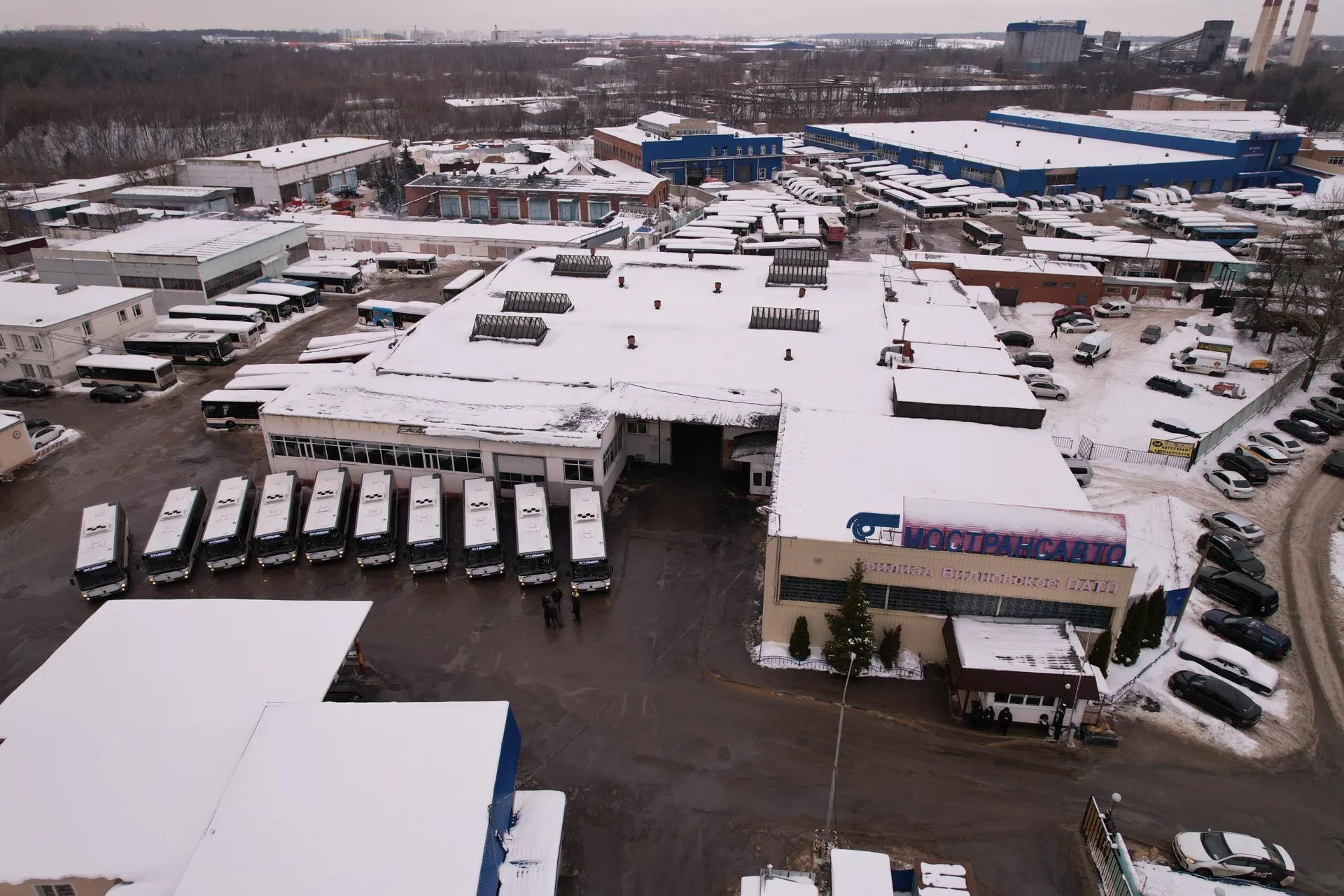 Новые автобусы в Видном. Съемка с коптера/РИАМО стрингеры