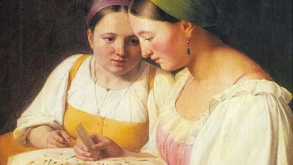 Фрагмент картины Алексея Венецианова «Гадание на картах». 1842 год. Государственный Русский музей, Санкт-Петербург