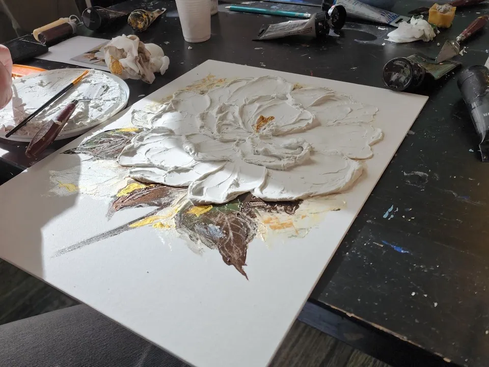 Процесс написания картины. Фото: Иван Петрушин&nbsp;