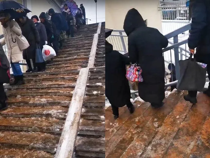 Человеческий паровозик заметили в Коломне утром