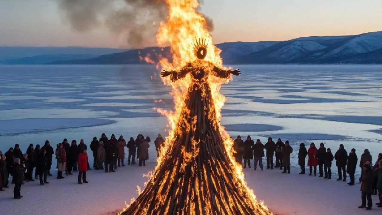 На Байкале сожгли чучело SHAMANа: жители Иркутской области ответили артисту за его выходку со льдом