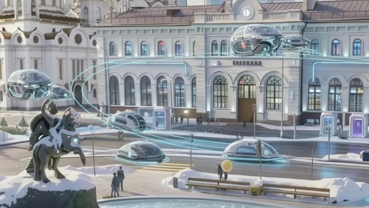 Летающие такси над соборами: нейросеть показала Серпухов в 2226 году