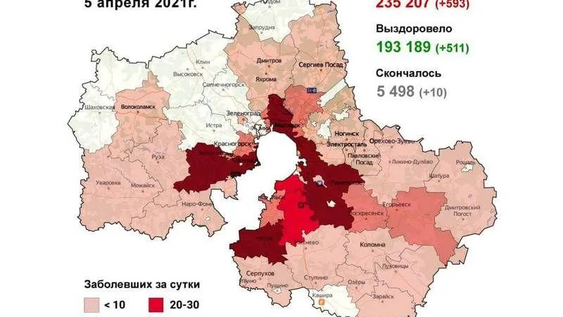 Одинцово и Балашиха стали худшими по коронавирусу в Подмосковье