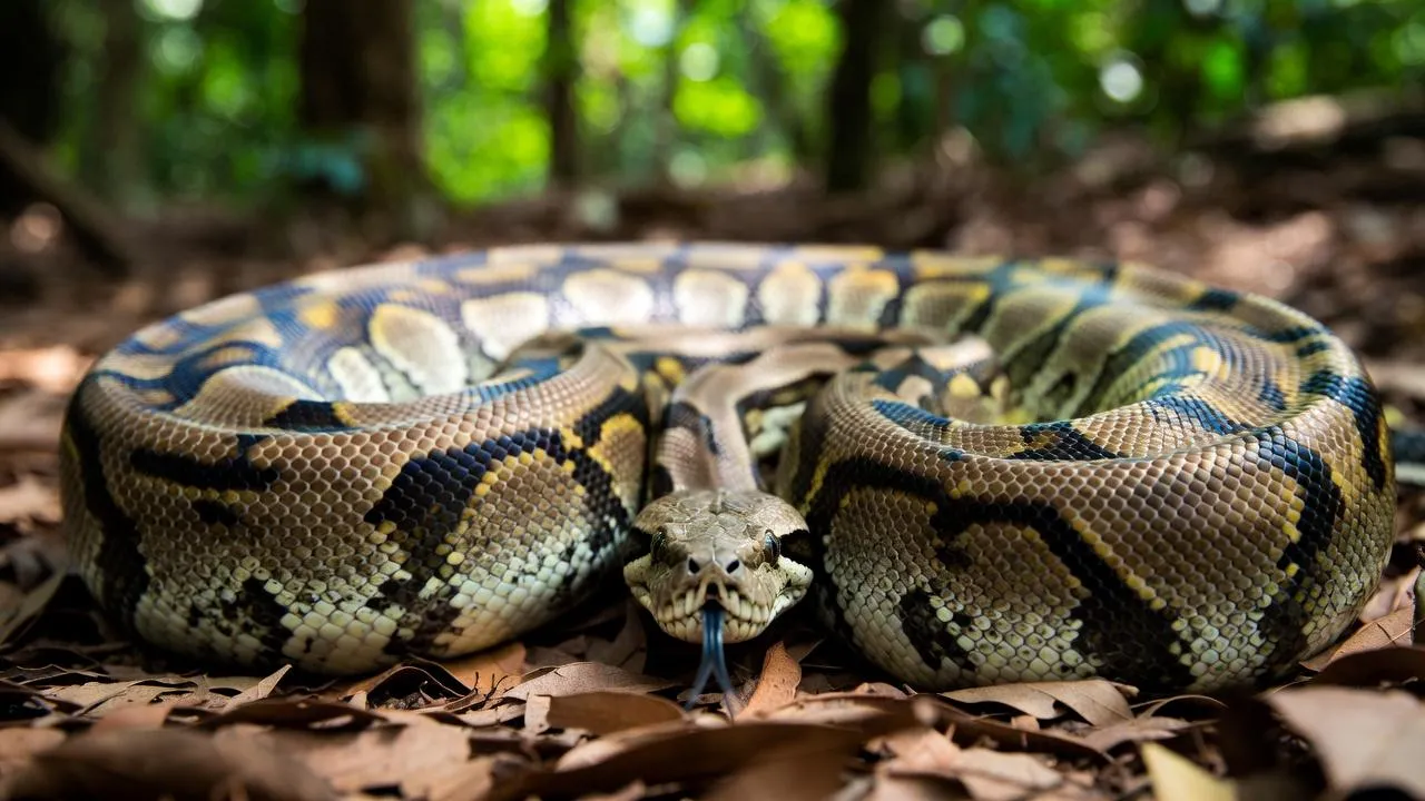 Женщина проснулась от того, что на ее груди спал крупный питон