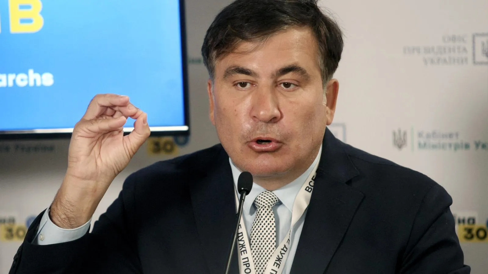 Михаил Саакашвили на форуме «Экономика без олигархов», Киеве, июнь 2021 года. Фото: Evgen Kotenko