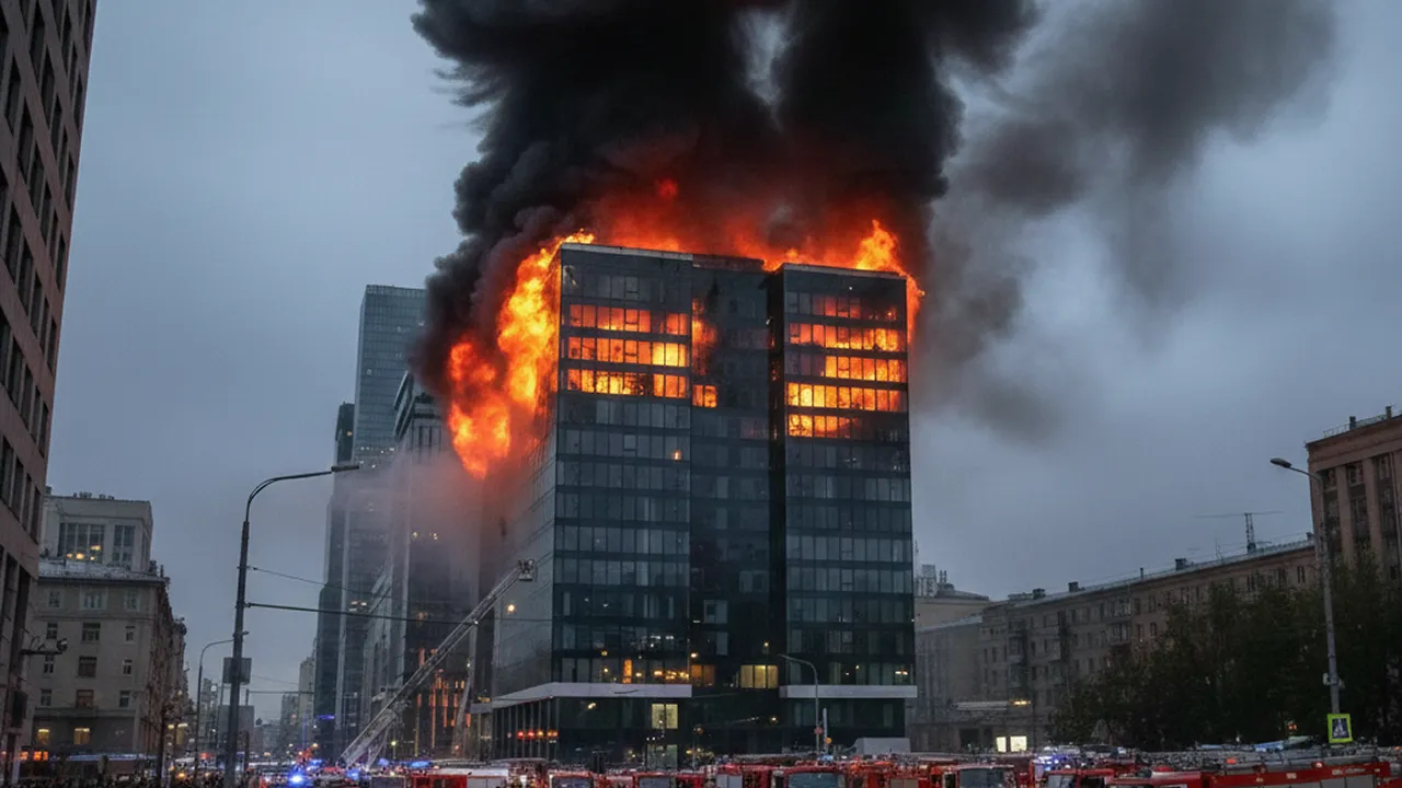 Идет ликвидация огня: что известно о пожаре в здании, где расположены российские СМИ
