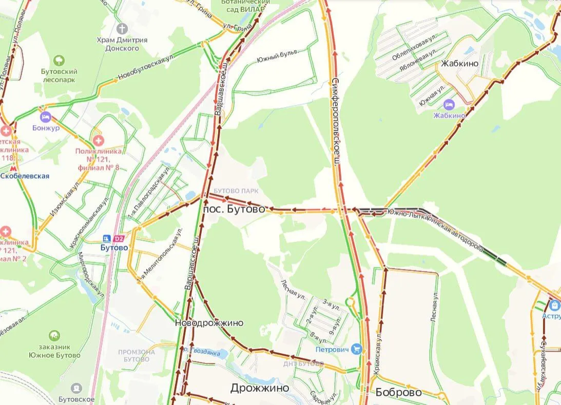 Карта пробок в Ленинском округе сегодня&nbsp;