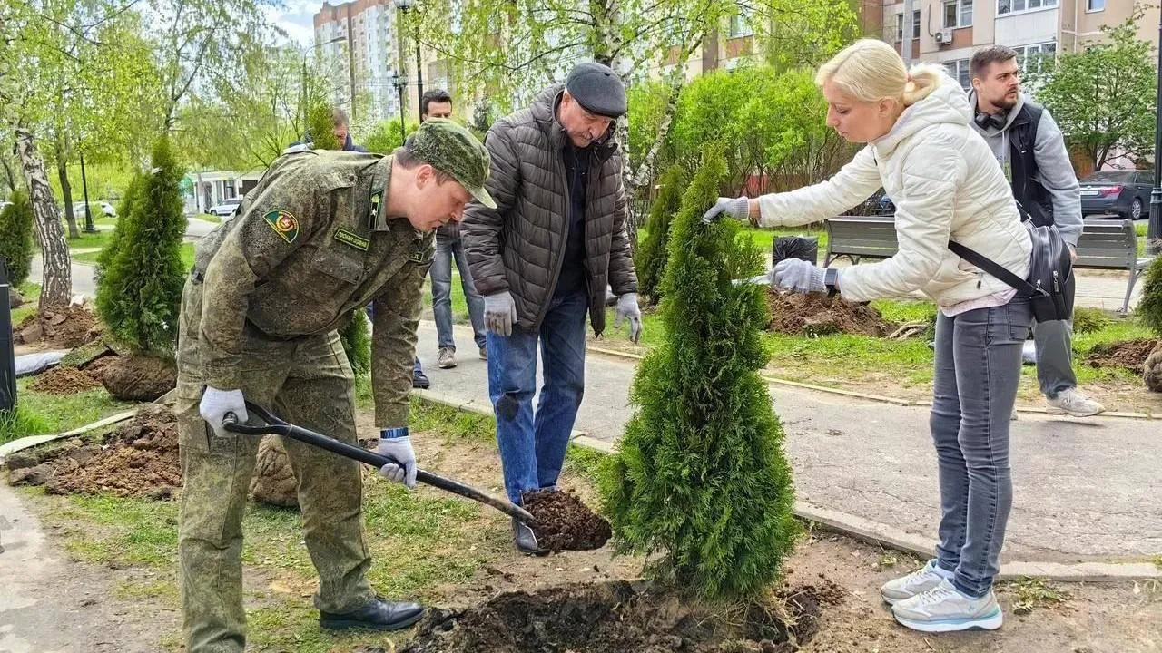 В Красногорске в рамках экоакции на месте незаконного ларька высадили деревья