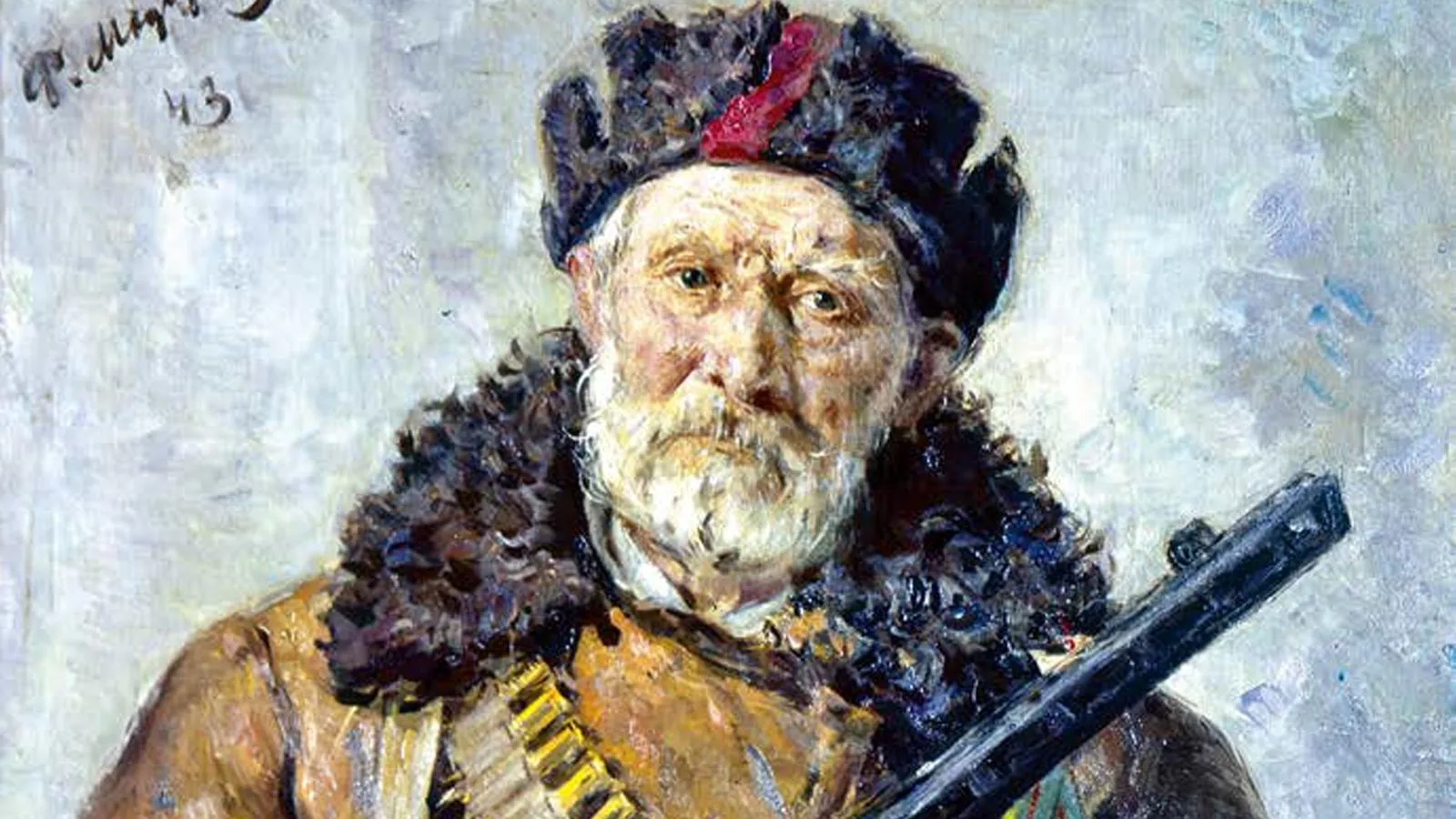 Федор Модоров, «Портрет партизана Великой Отечественной войны деда Талаша», 1943 год. Третьяковская галерея
