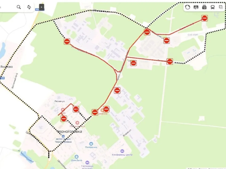 Администрация г. о. Черноголовки составила схему объезда перекрытых участков дорог 5 октября. Фото: пресс-служба администрации г. о. Черноголовки.