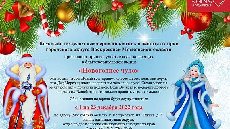 Жители Воскресенска участвуют в благотворительной акции «Новогоднее чудо»