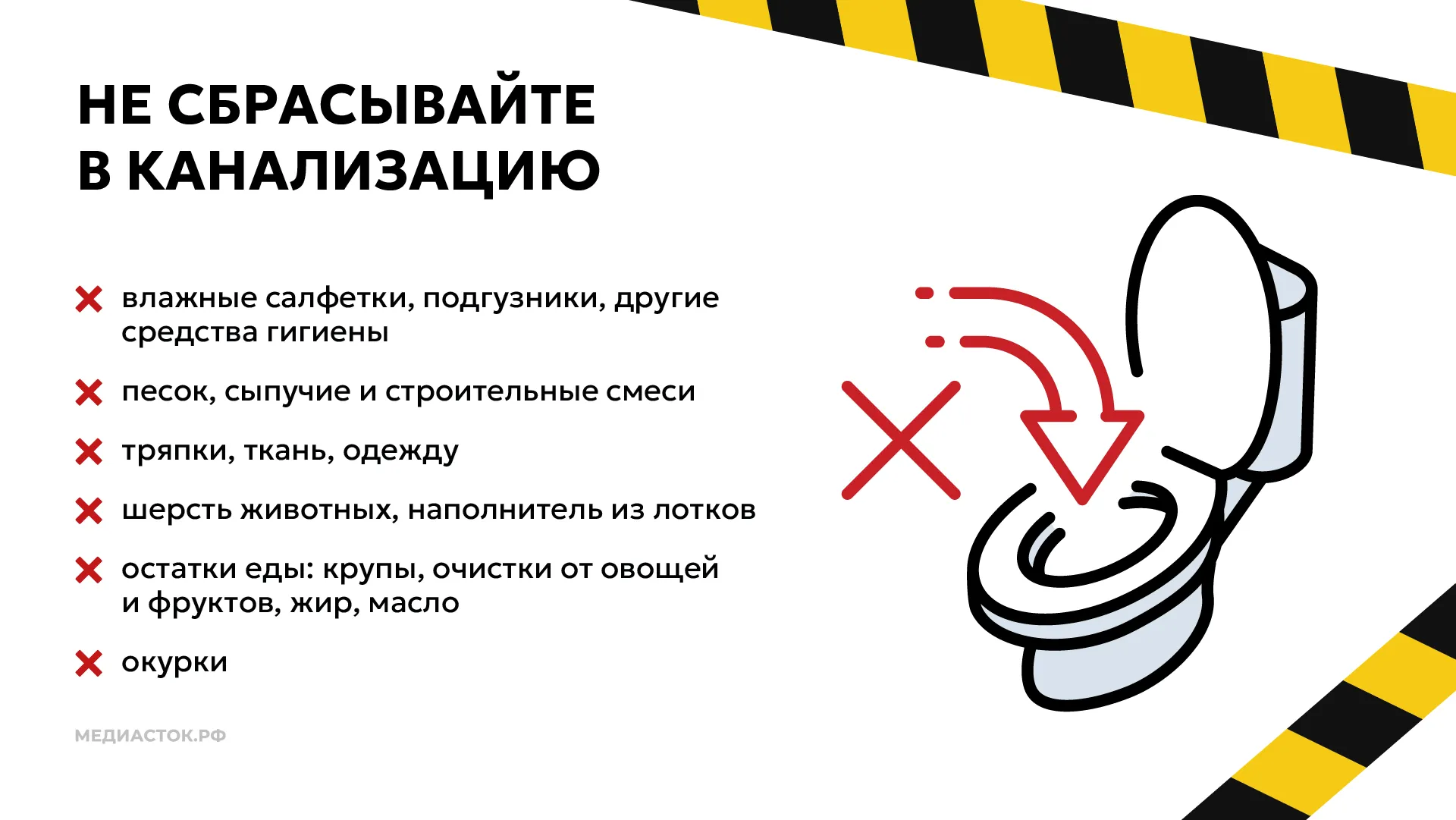 Почему нельзя смывать влажные салфетки и другие отходы в канализацию 2025 Горизонталь 02
