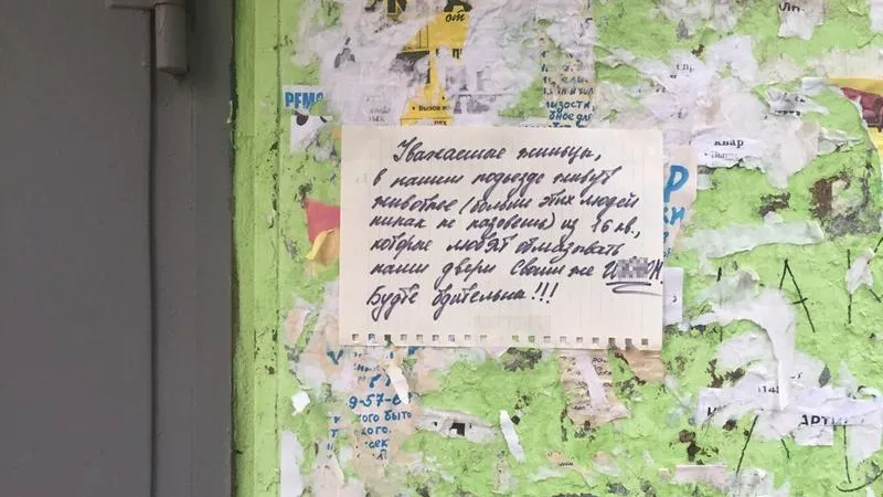Беременная измазала своими фекалиями дверь соседки в Раменском