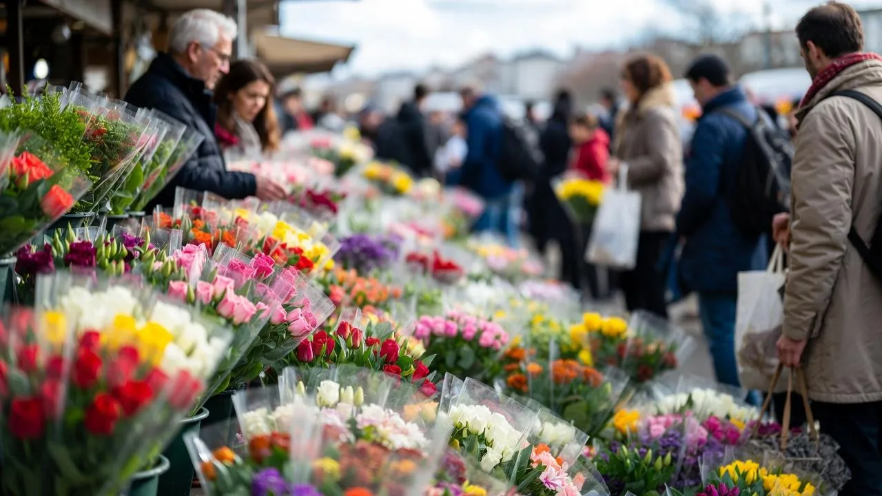 Рижский рынок берут штурмом: в Москве выстроились в очереди за цветами к 8 Марта