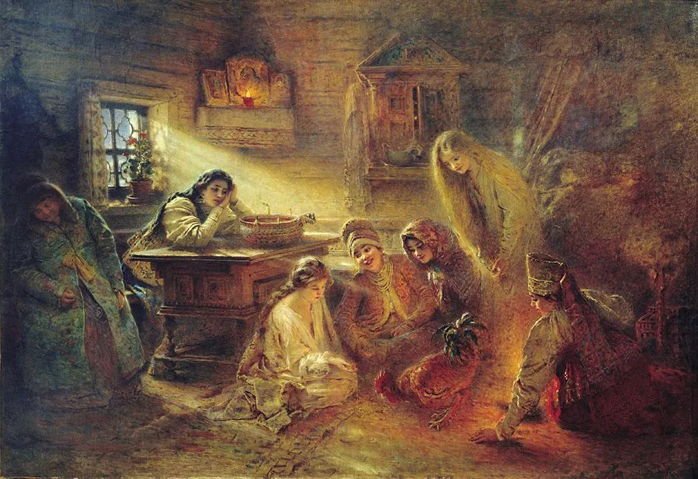 Святочное гадание. К. Маковский. 1900-е годы. Государственный музей истории религии