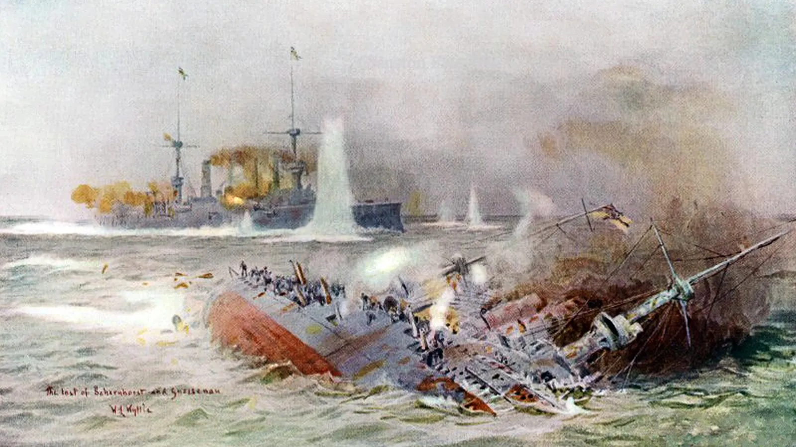 Картина Уильяма Лайонела Уилли «Морская битва за Фолклендские острова 1914 года»