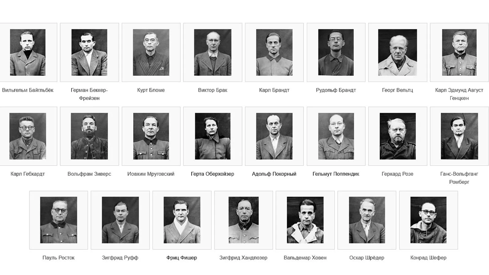 Подсудимые Нюрнбергского процесса над врачами