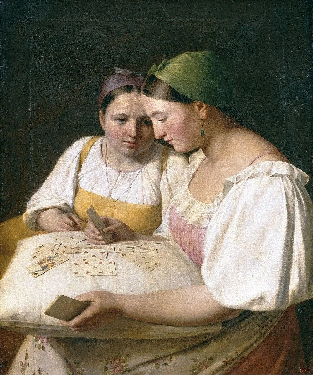 Картина «Гадание на картах», художник Алексей Венецианов, 1842 год