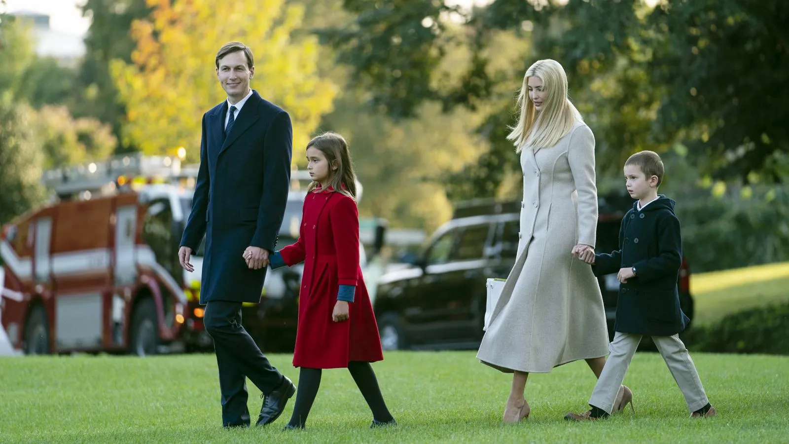 Джаред Кушнер с женой, дочерью и сыном, Вашингтон, 22 сентября 2020 года. Sarah Silbiger