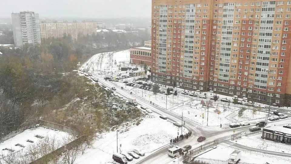 Видное в снегу. Фото: ТГ-канал  «Видное город»/https://t.me/vidnoelives/3577