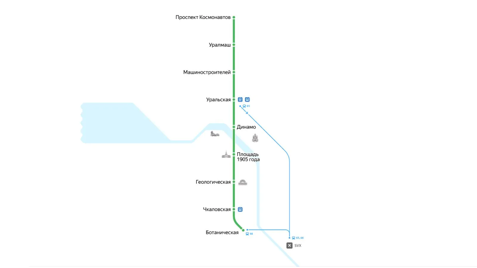 Схема метро Екатеринбурга